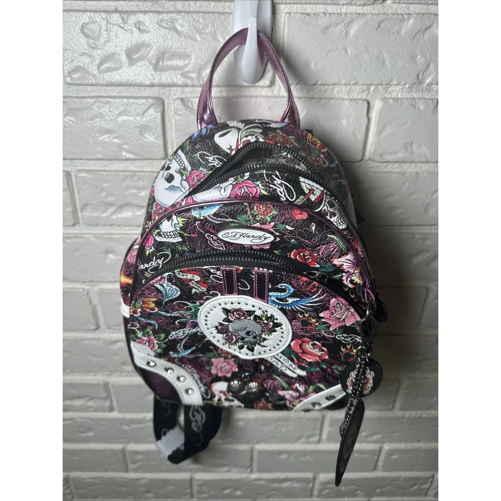 Ed Hardy, Hardy Icon-Skull Gem Collection. Multicolor Floral Print NWT